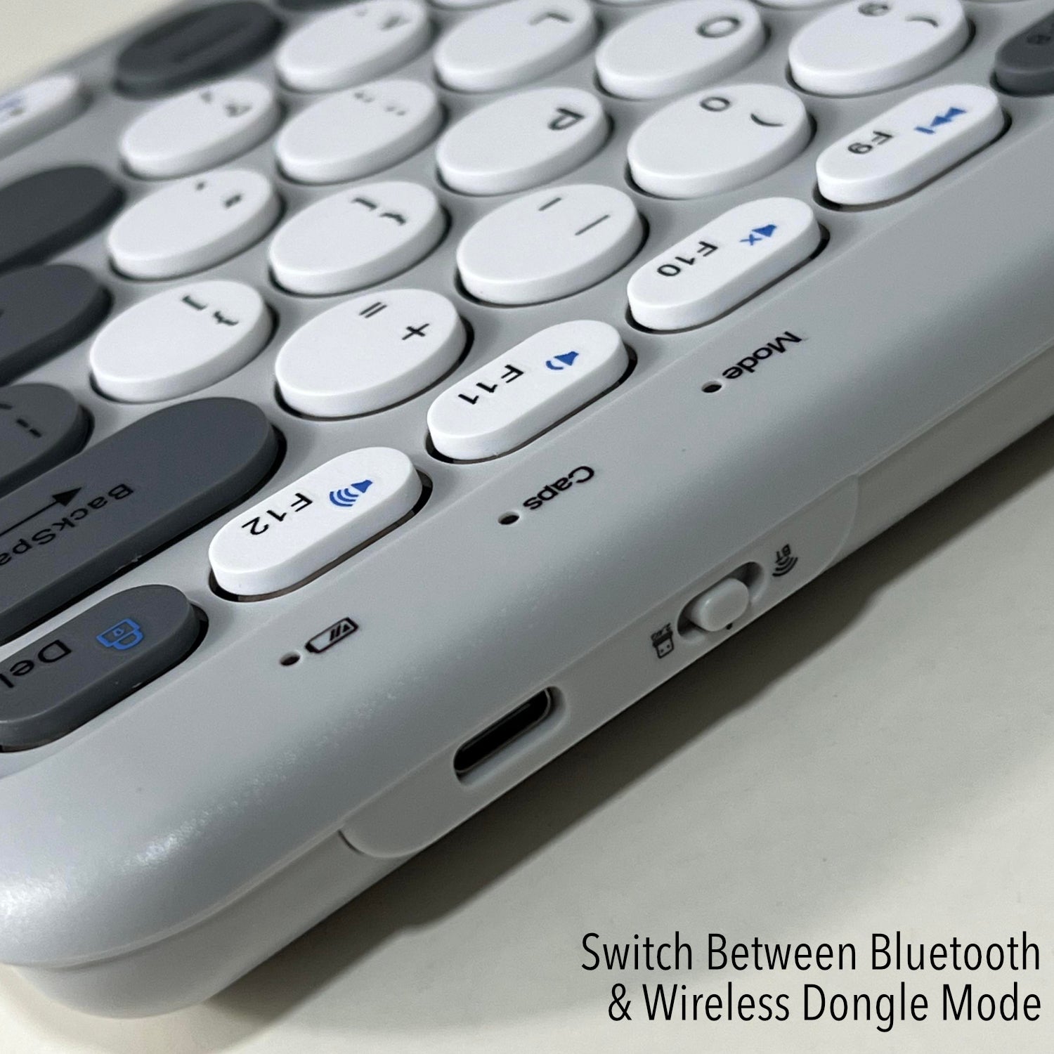 Bluetooth & Wireless Keyboard (Pairing to 3 Devices) - Gray