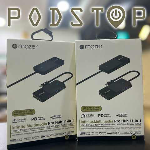 MAZER 11 in 1 Pro Hub with 2 x 4K HDMI with MST (For Windows)
