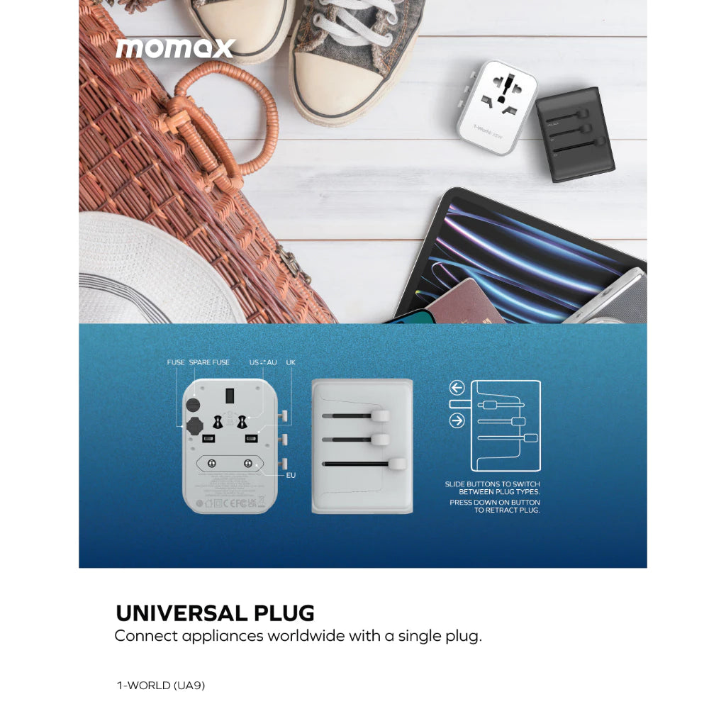 MOMAX 1-World 35W Traveller Adapter