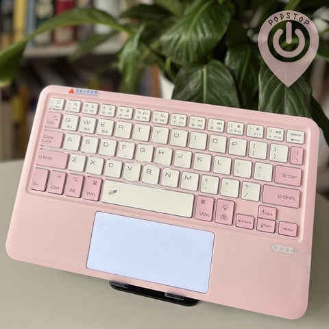 Ultra Thin Backlit Bluetooth Keyboard with TouchPad (Pairing 3 Devices) Pink