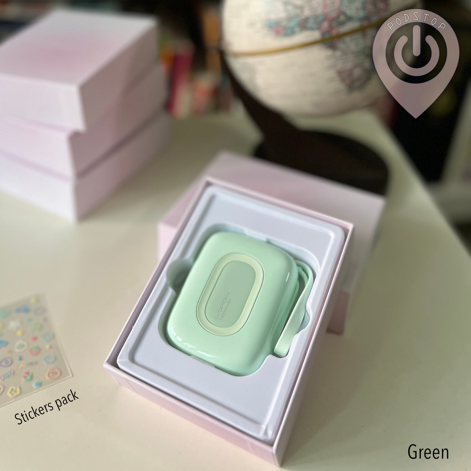 WOPOW Mini 10,000 mAh PowerBank with Built-in USB-C & Lightning Braided Cable (4 Colours)