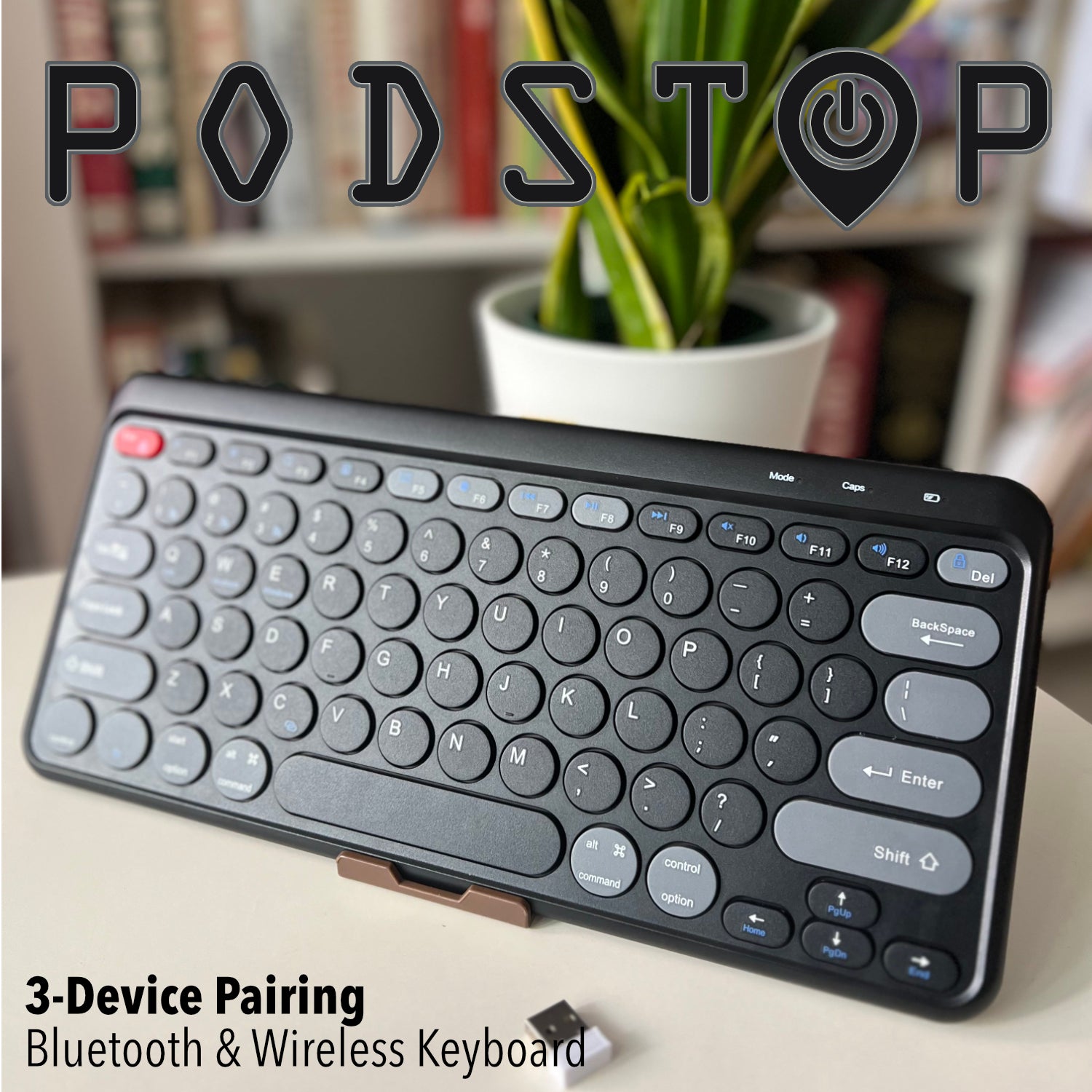 Bluetooth & Wireless Keyboard (Pairing to 3 Devices) - Black