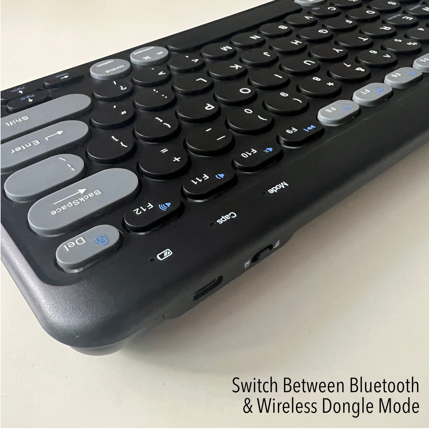 Bluetooth & Wireless Keyboard (Pairing to 3 Devices) - Black