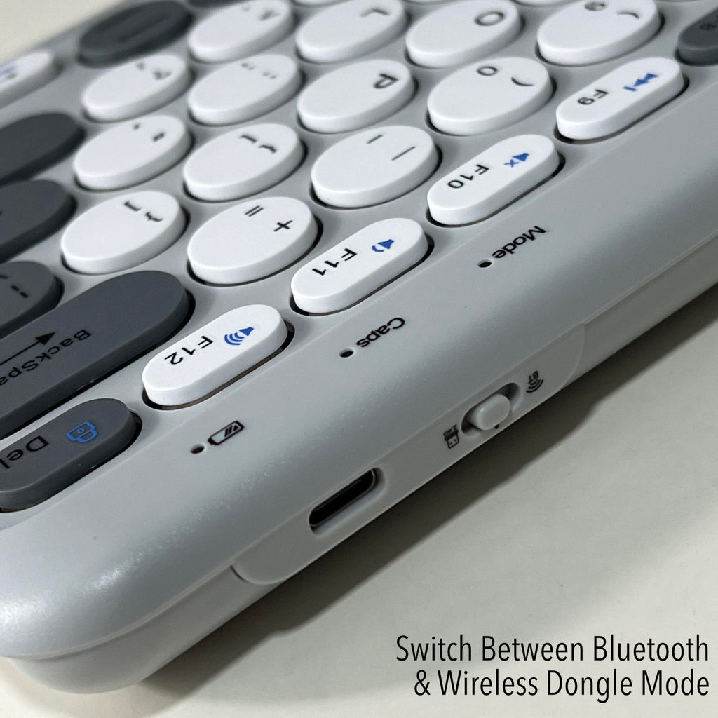 Bluetooth & Wireless Keyboard (Pairing to 3 Devices) - Gray
