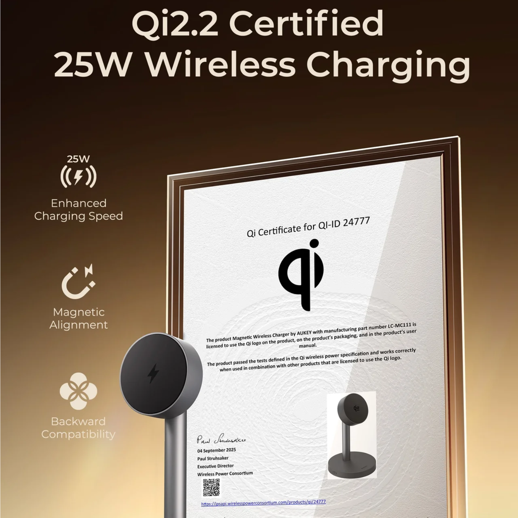 AUKEY MagFusion 1X Qi2.2 25W Wireless Fast Charger