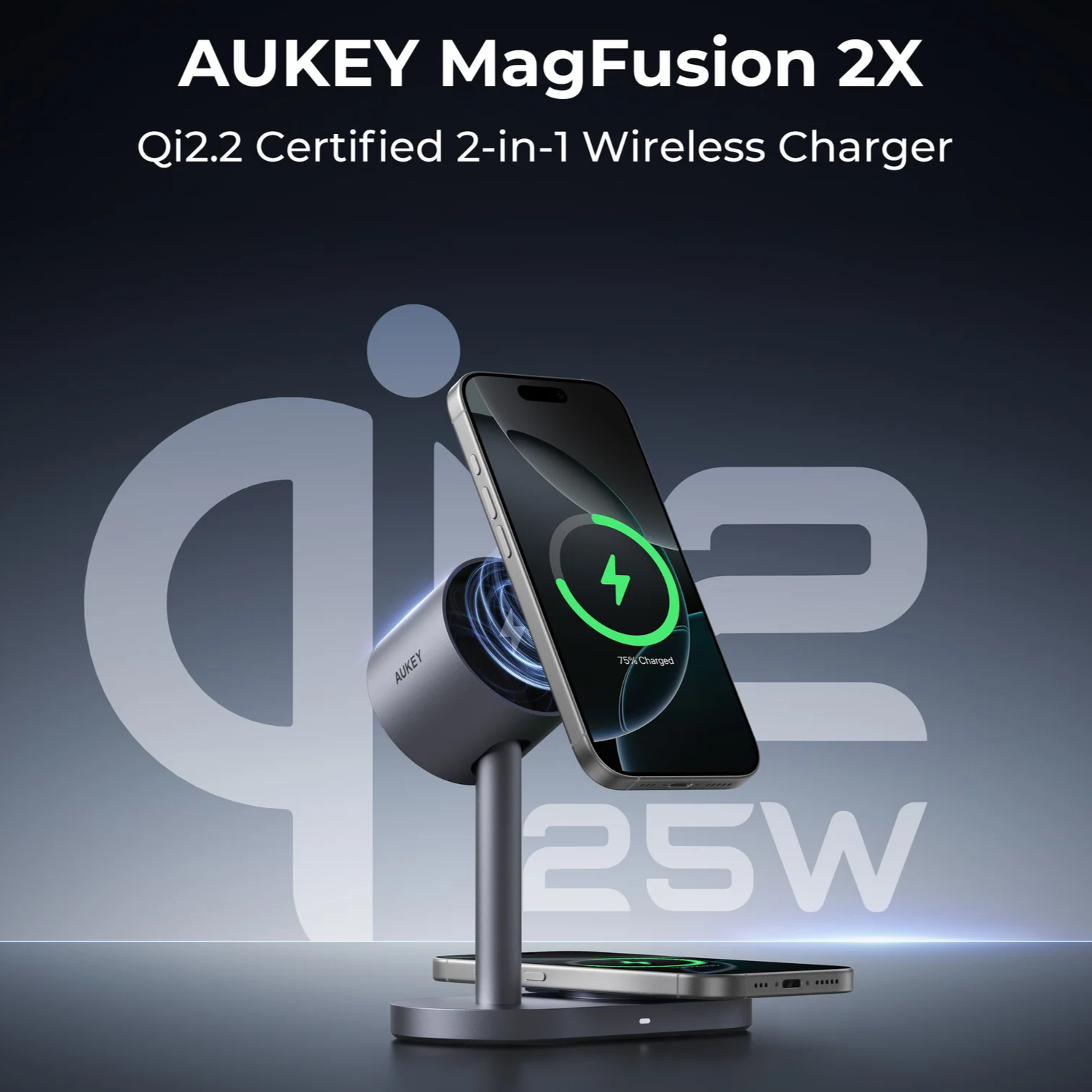 AUKEY MagFusion 2X 2 in 1 Qi 2.2 25W Wireless Fast Charger