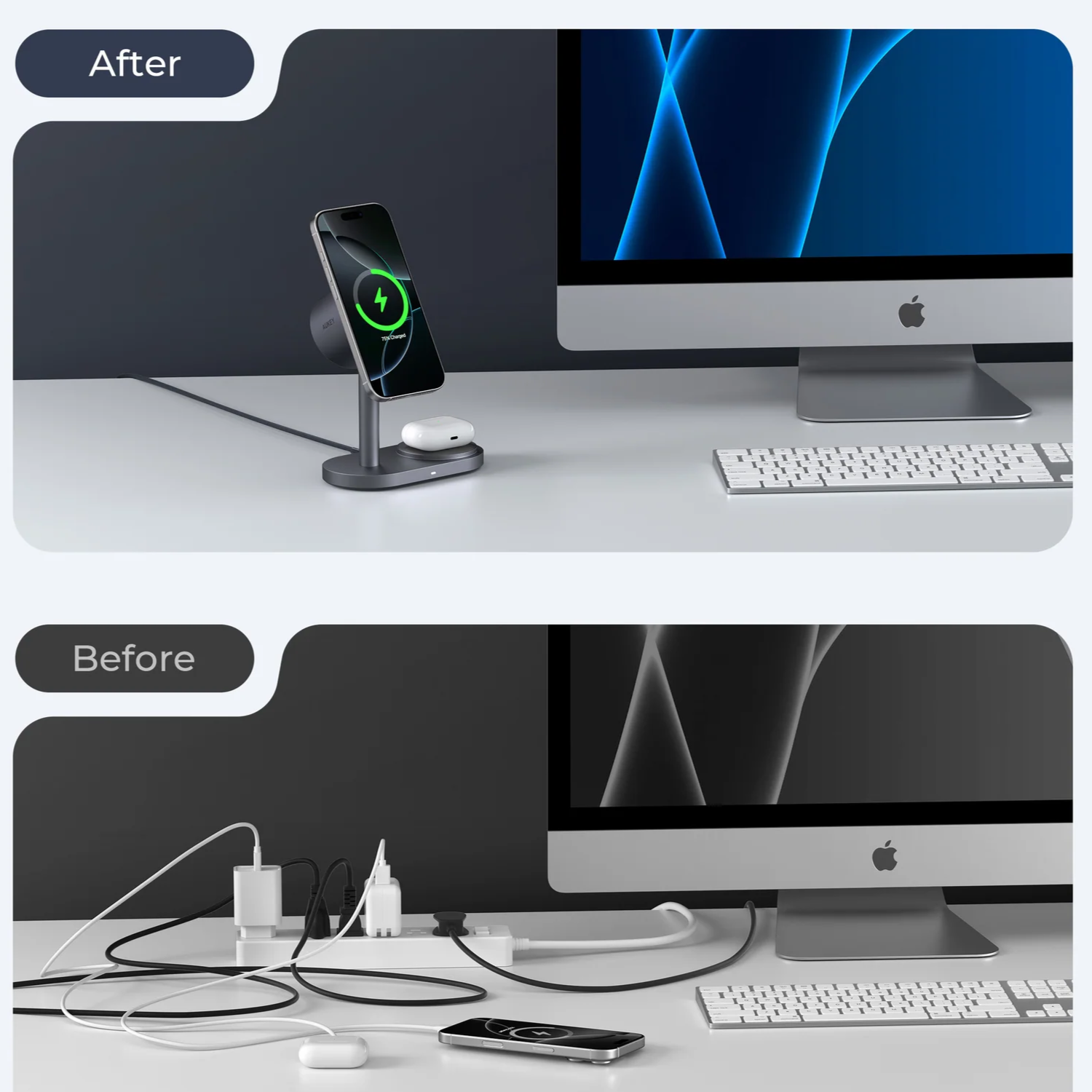 AUKEY MagFusion 2X 2 in 1 Qi 2.2 25W Wireless Fast Charger