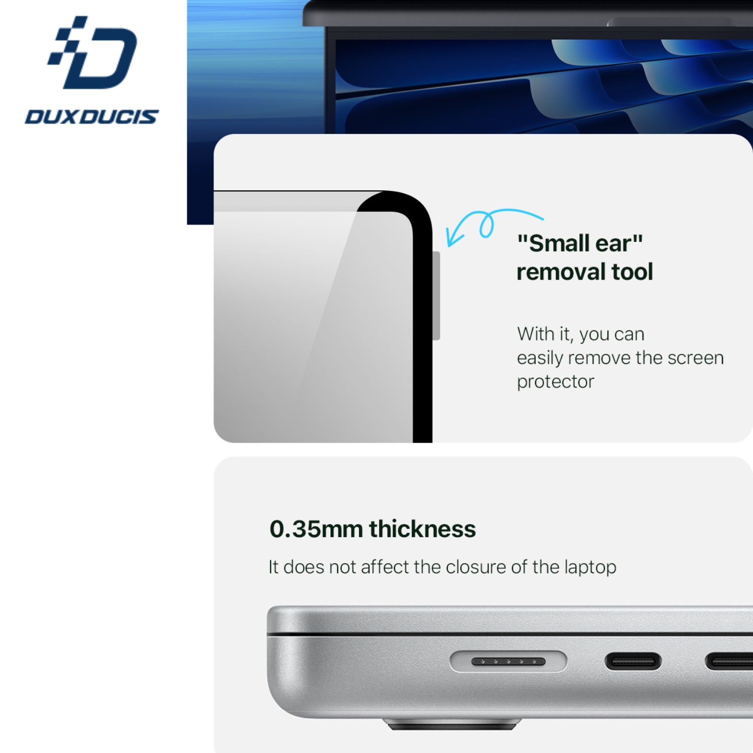 DUX DUCIS Glue-less Detachable Privacy Screen for MacBook Air 13.6" & 15.3"