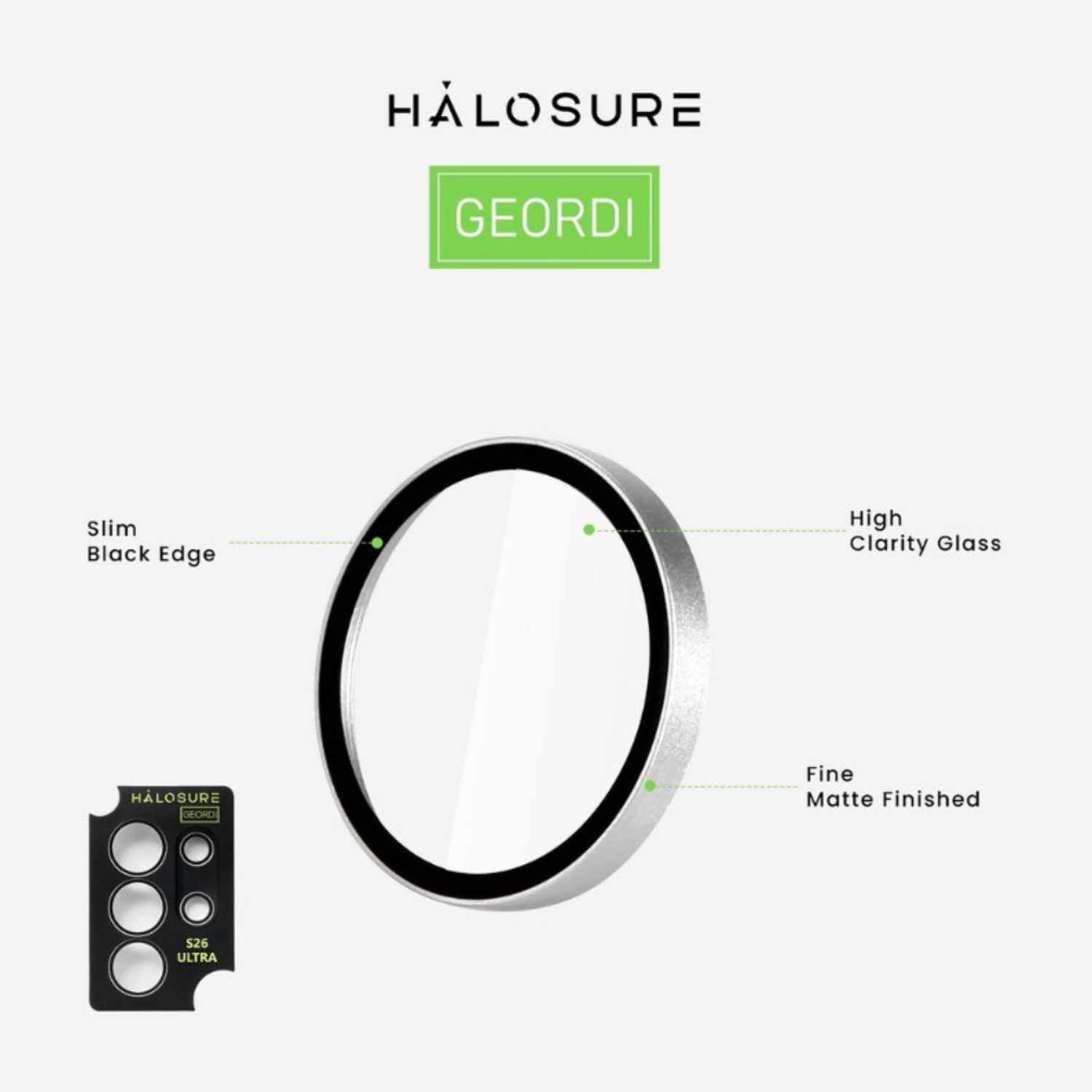 HALOSURE Geordi Camera Protection for S26 Ultra (Silver/Black)