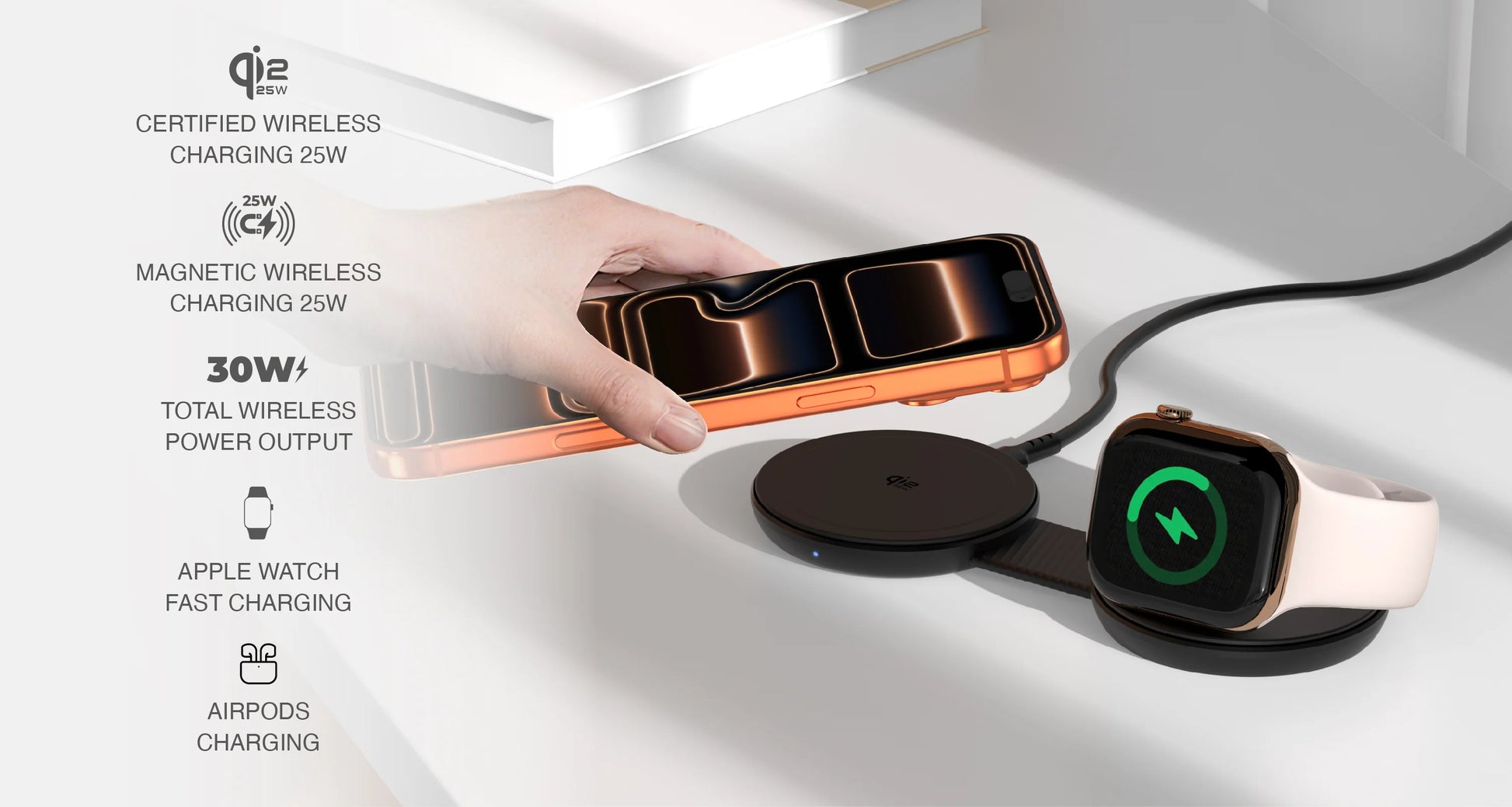 MAZER MagPad Duo2 Qi2.2 Certified 25W 2-in-1 Foldable Wireless Charging Pad (Black/White)