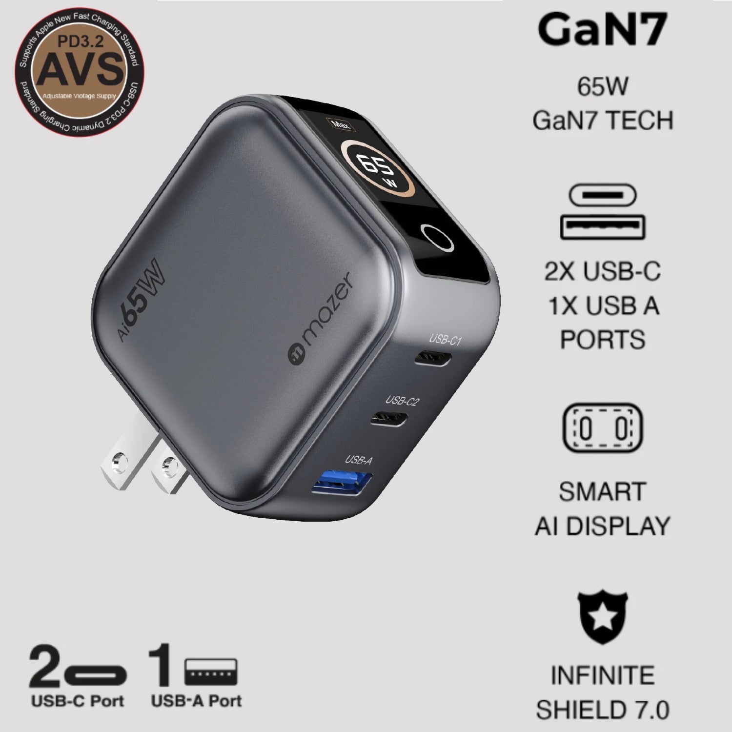 MAZER 65W Ai Prestige GaN Adapter