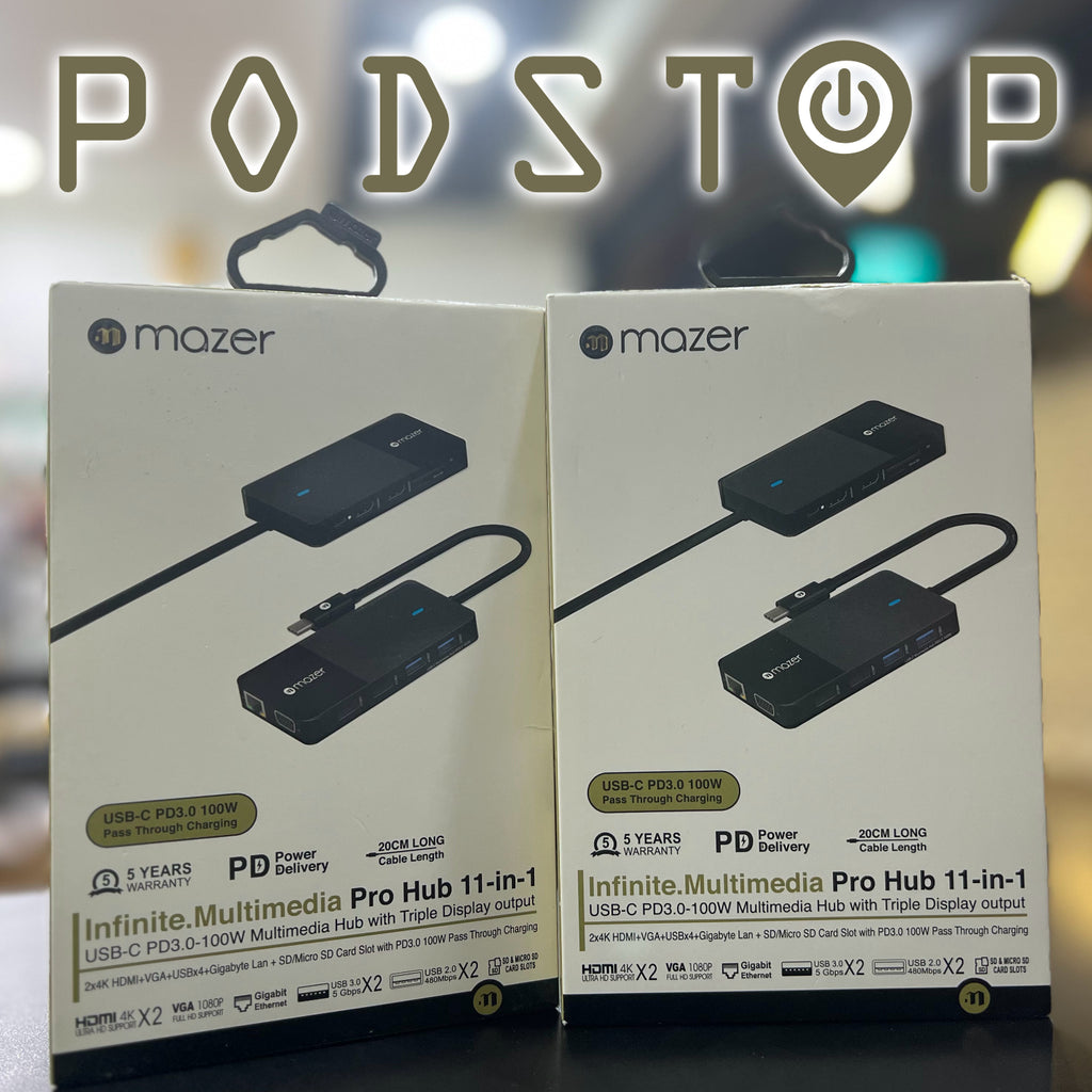 MAZER 11 in 1 Pro Hub with 2 x 4K HDMI with MST (For Windows)