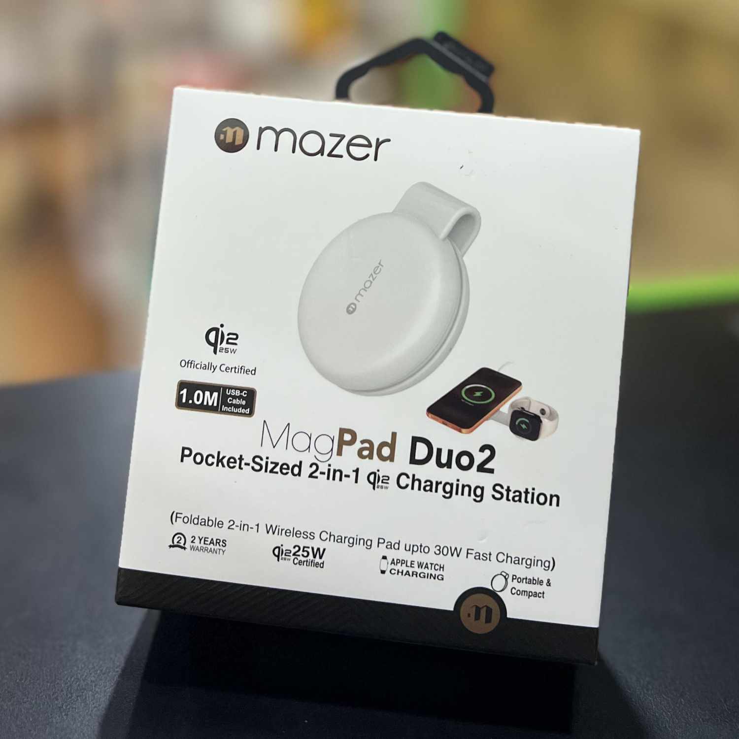 MAZER MagPad Duo2 Qi2.2 Certified 25W 2-in-1 Foldable Wireless Charging Pad (Black/White)