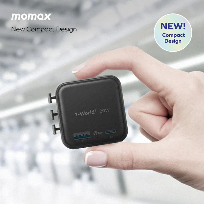 MOMAX 1-World² 20W Universal 2-Port Travel Adapter