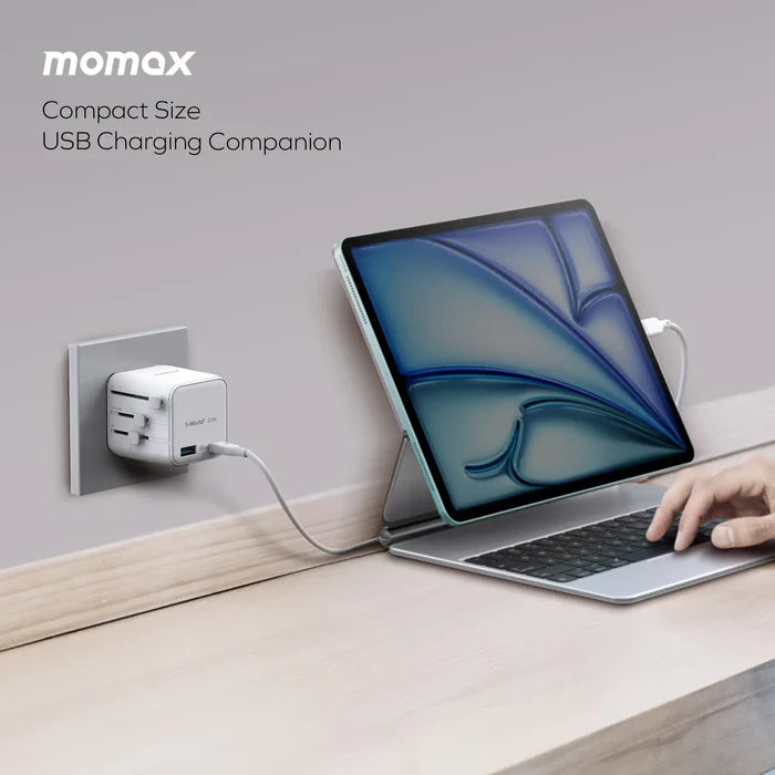 MOMAX 1-World² 20W Universal 2-Port Travel Adapter