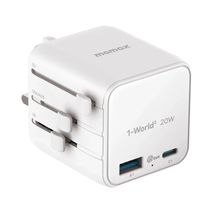 MOMAX 1-World² 20W Universal 2-Port Travel Adapter