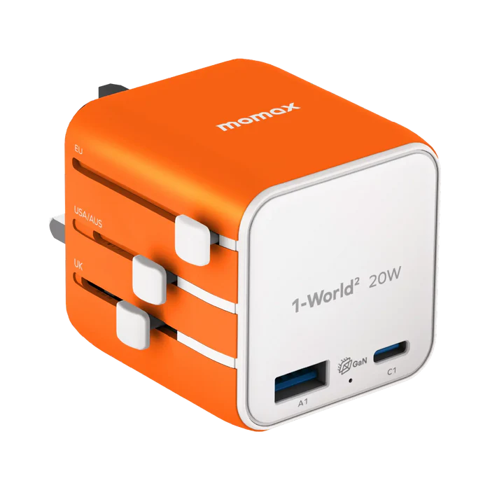 MOMAX 1-World² 20W Universal 2-Port Travel Adapter