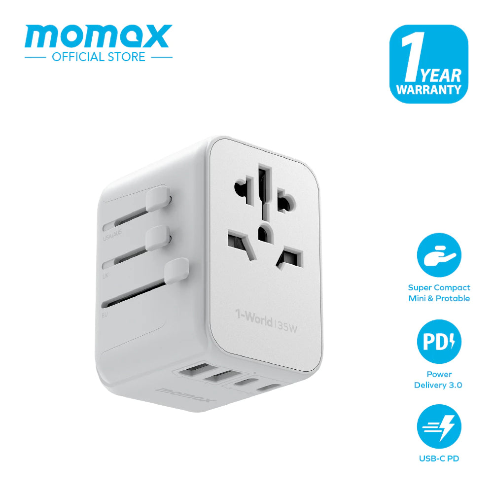 MOMAX 1-World 35W Traveller Adapter