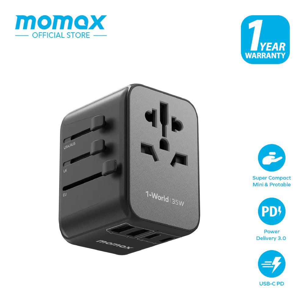 MOMAX 1-World 35W Traveller Adapter