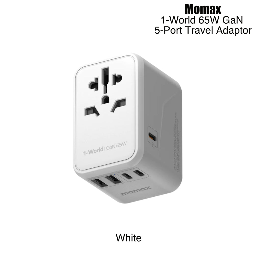 Momax 1-World 65W GaN 5-port Travel Adaptor (3 Colors)