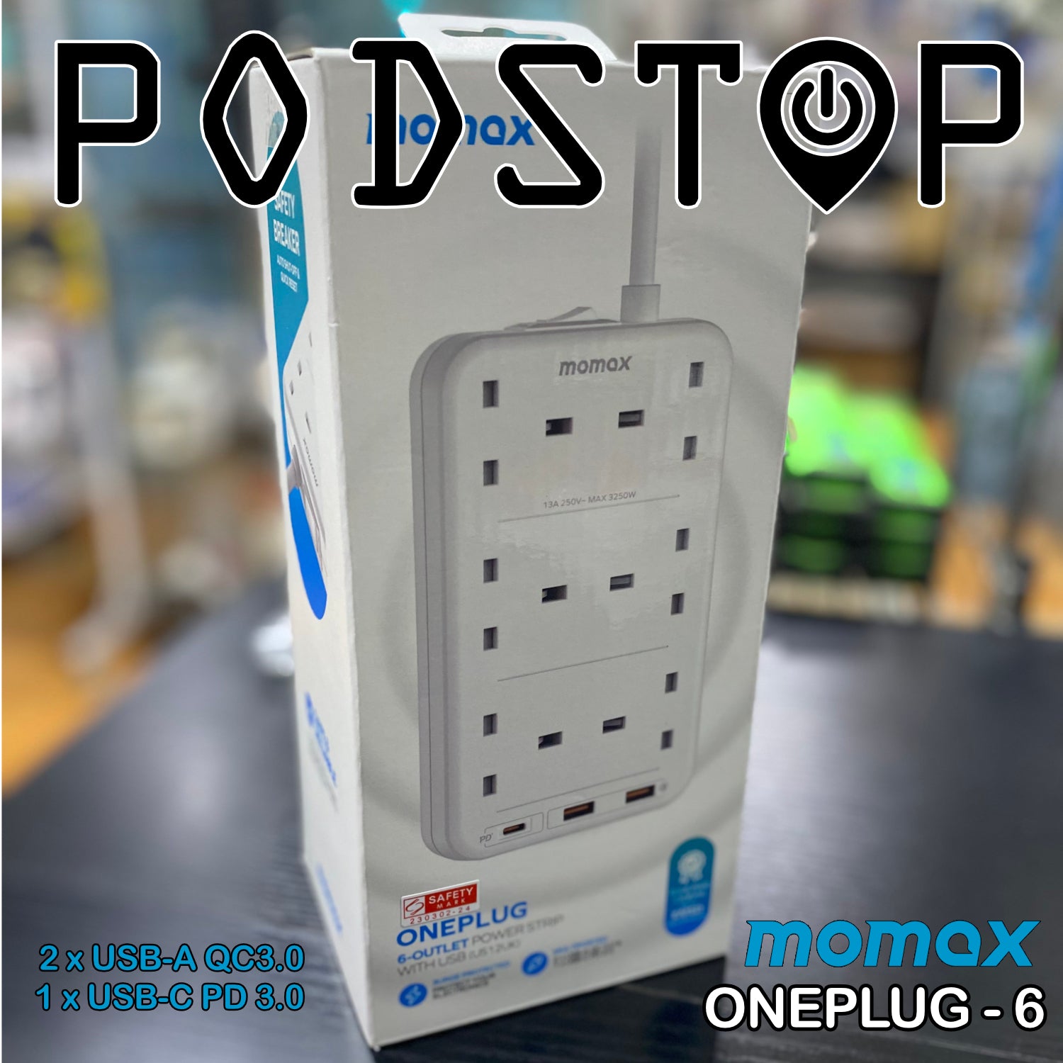 Momax OnePLUG 6-Output Extension Cord (2 Colors)