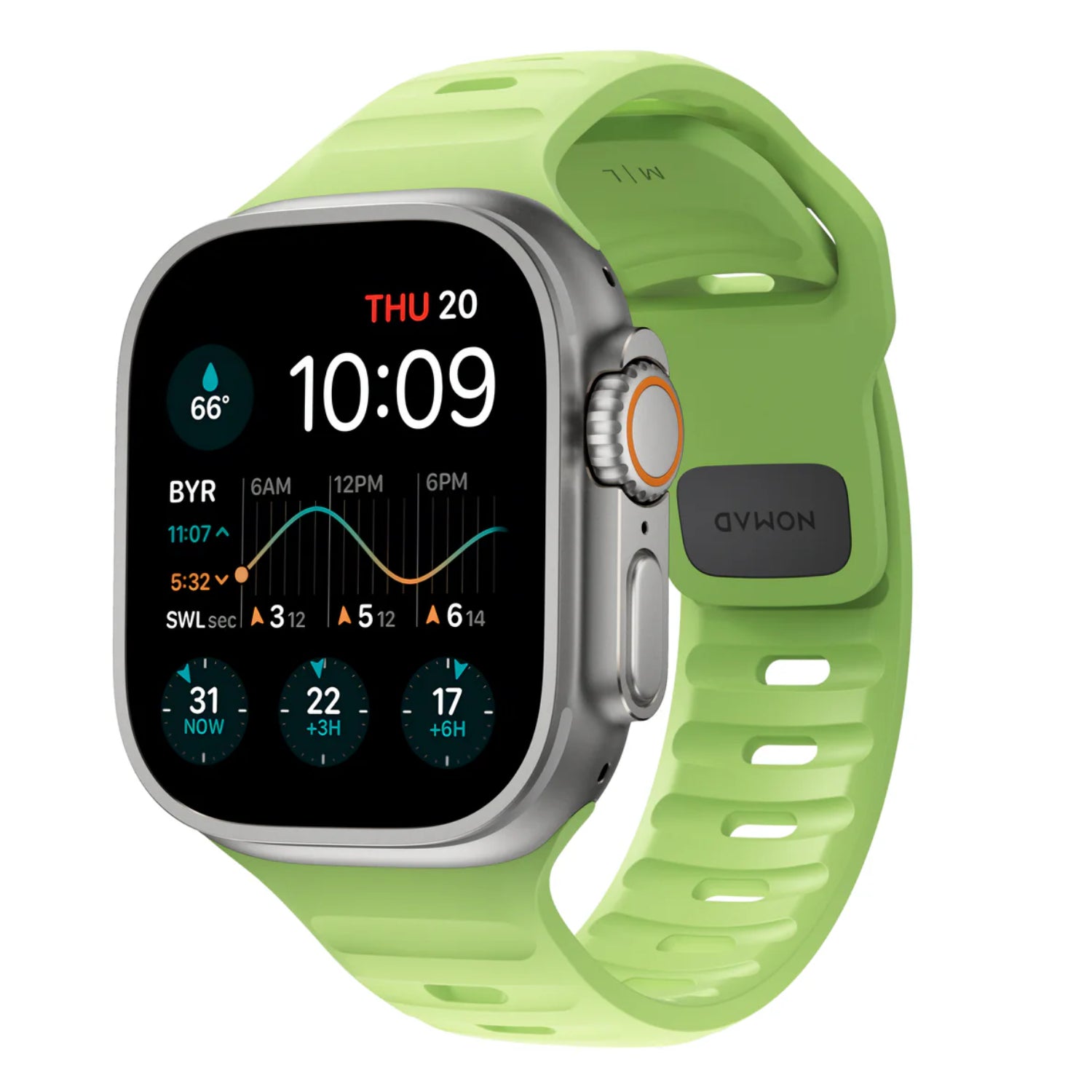 Nomad Sport Band Glow 2.0 for Apple Watch 42/44/45/49mm (Green)