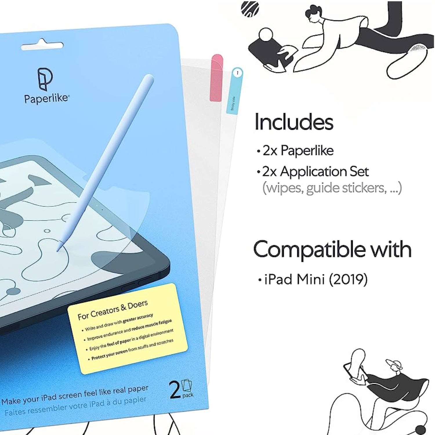 PAPERLIKE 2.1 (2-piece Pack) for iPad Pro 11" (2020-2022) /iPad Air 10.9" (2020-2022)/iPad Pro 12.9" (2018-2021)/iPad Mini 6