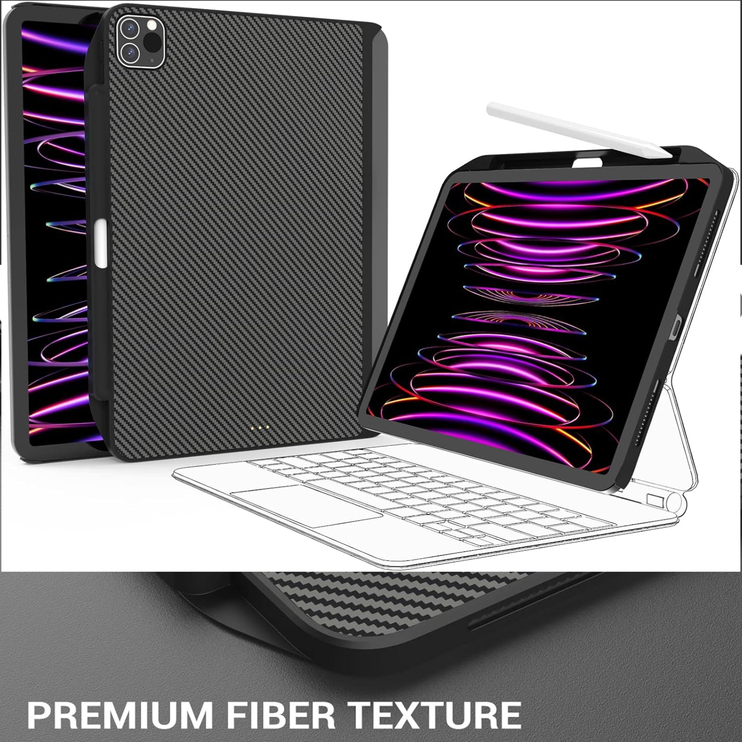 SWITCHEASY CoverBuddy for iPad Pro 11" (Gen 1-4) / Air 4 & 5 10.9" (Carbon Fiber Black)