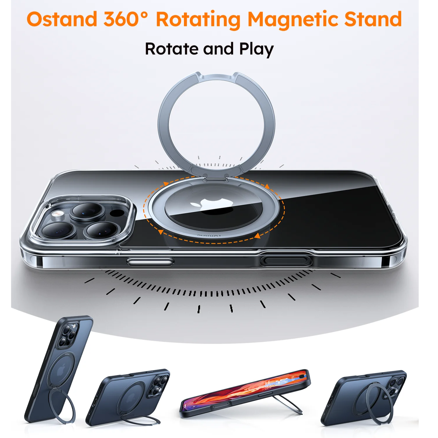 TORRAS 360 OSTAND PRO for iP16, 16+, 16 Pro, 16 Pro Max (3 Colours)