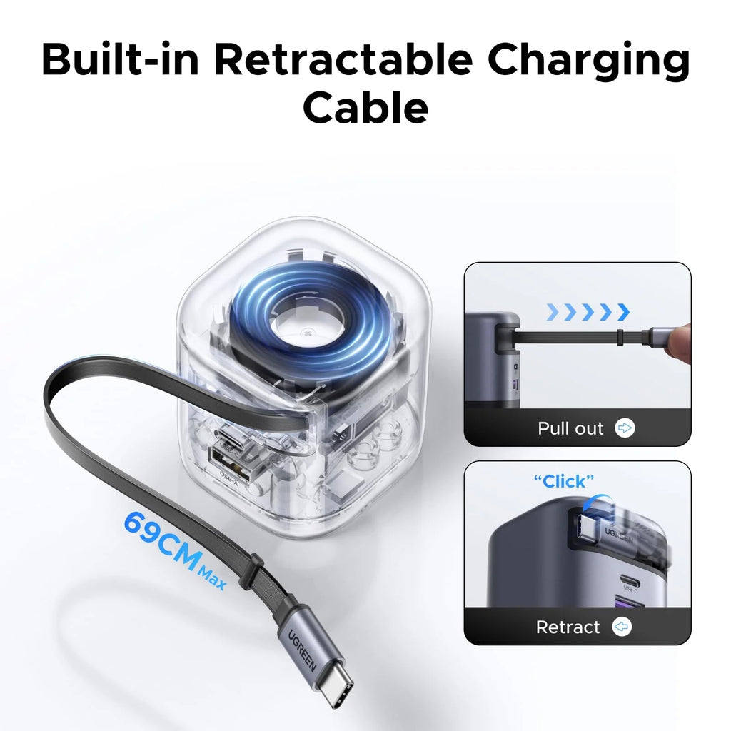 UGREEN Nexode Pro 45W GaN Charger with Retractable C-Cable