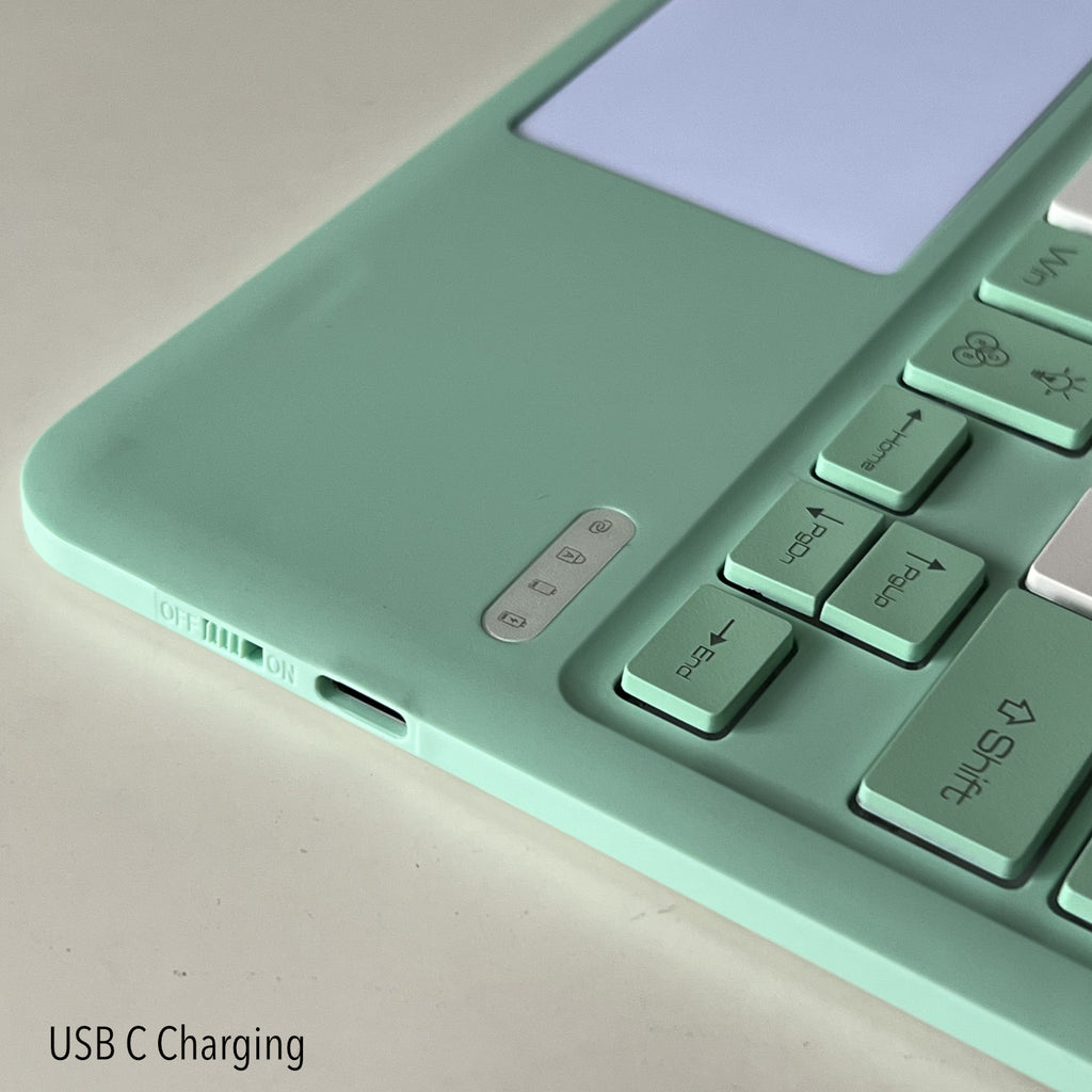 Ultra Thin Backlit Bluetooth Keyboard with TouchPad (Pairing 3 Devices) Mint