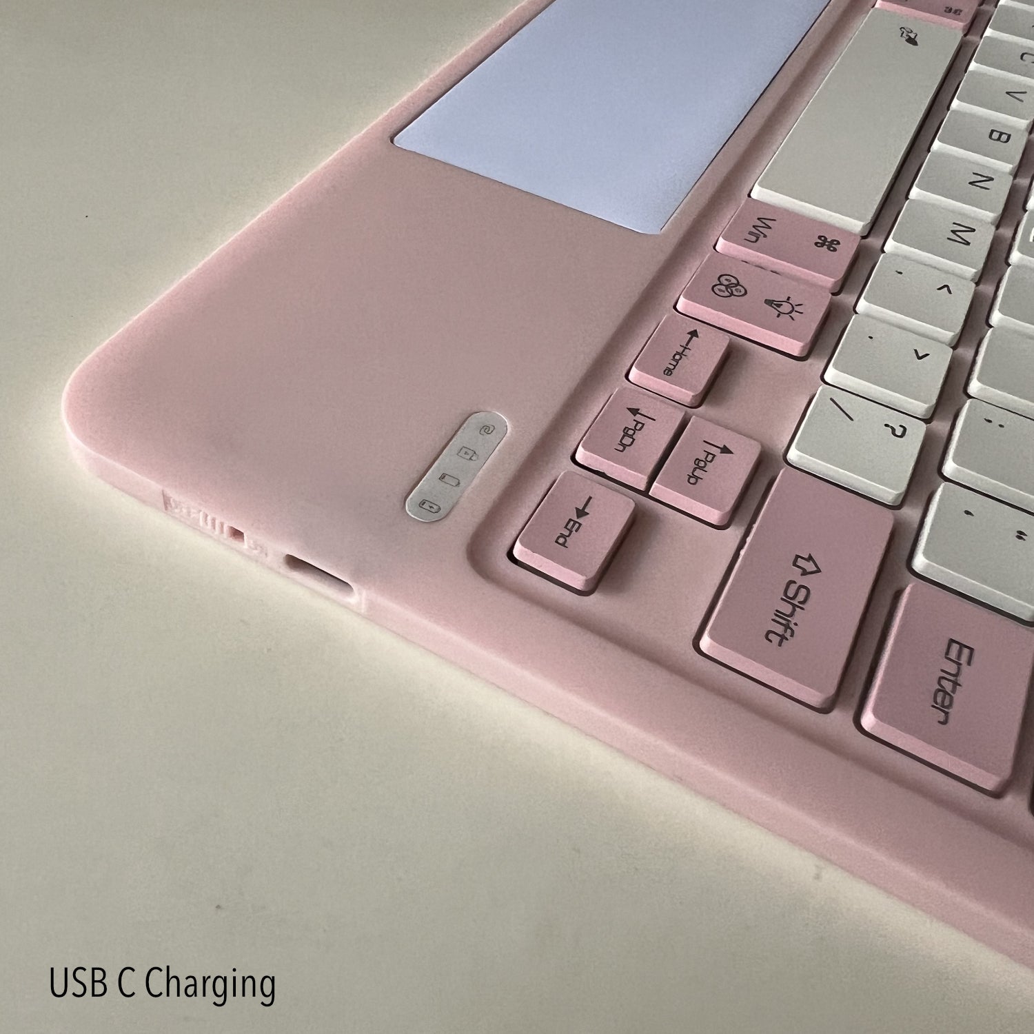 Ultra Thin Backlit Bluetooth Keyboard with TouchPad (Pairing 3 Devices) Pink