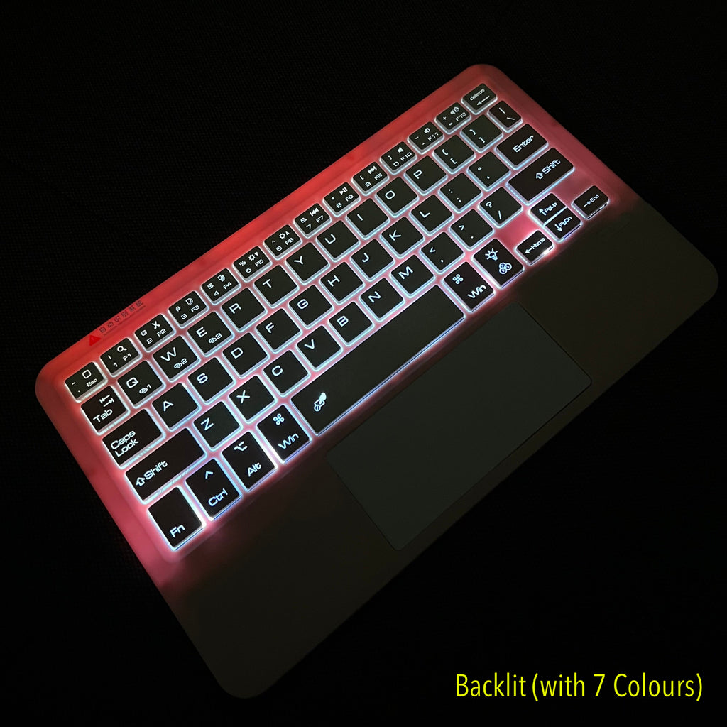 Ultra Thin Backlit Bluetooth Keyboard with TouchPad (Pairing 3 Devices) Pink