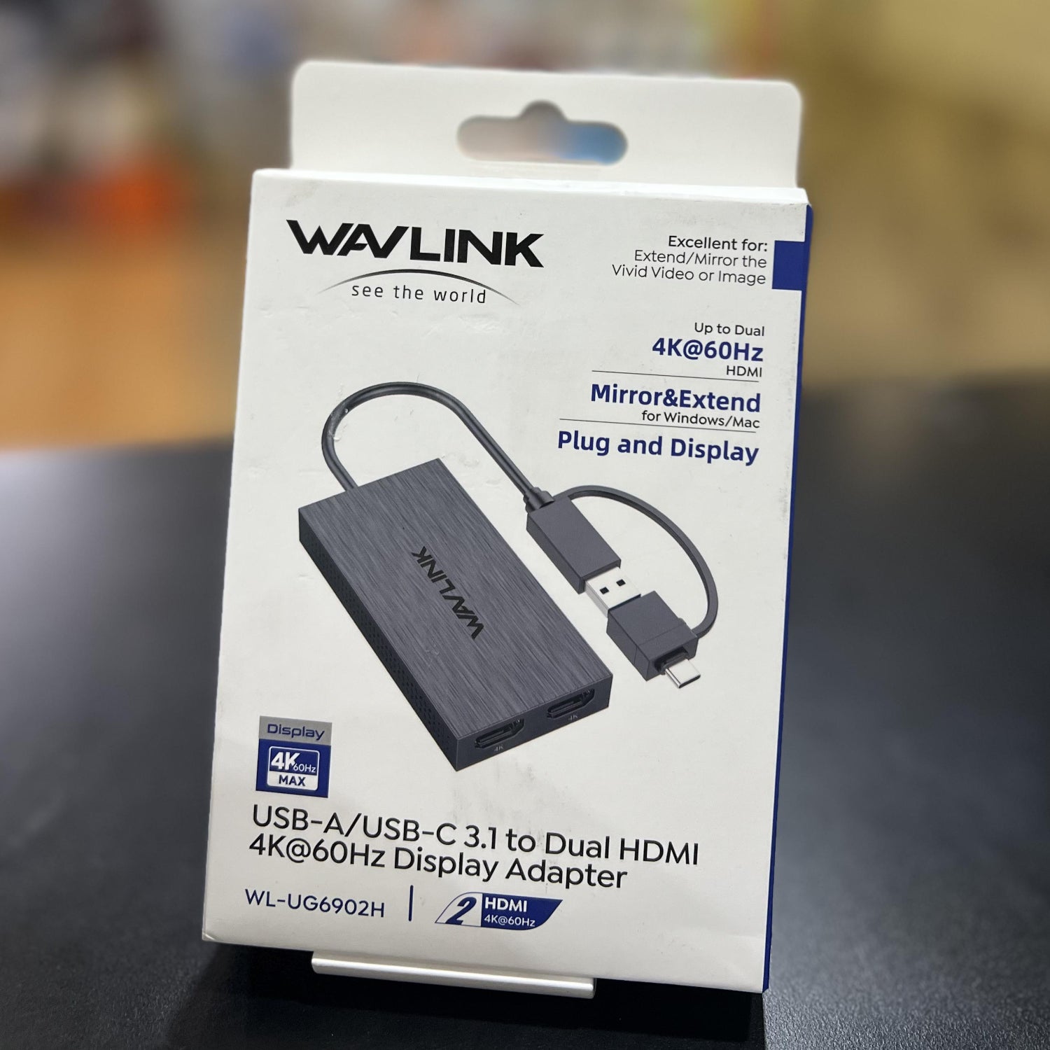 WAVLINK USB-A/USB-C 3.1 to Dual HDMI 4K60Hz Display Adapter (MST for MacOS & Windows)