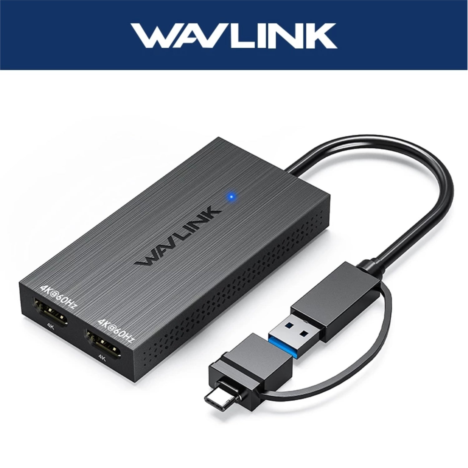 WAVLINK USB-A/USB-C 3.1 to Dual HDMI 4K60Hz Display Adapter (MST for MacOS & Windows)