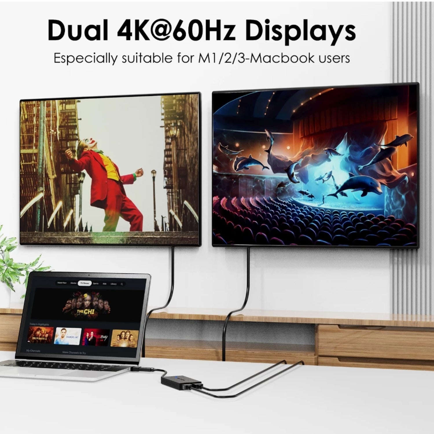 WAVLINK USB-A/USB-C 3.1 to Dual HDMI 4K60Hz Display Adapter (MST for MacOS & Windows)