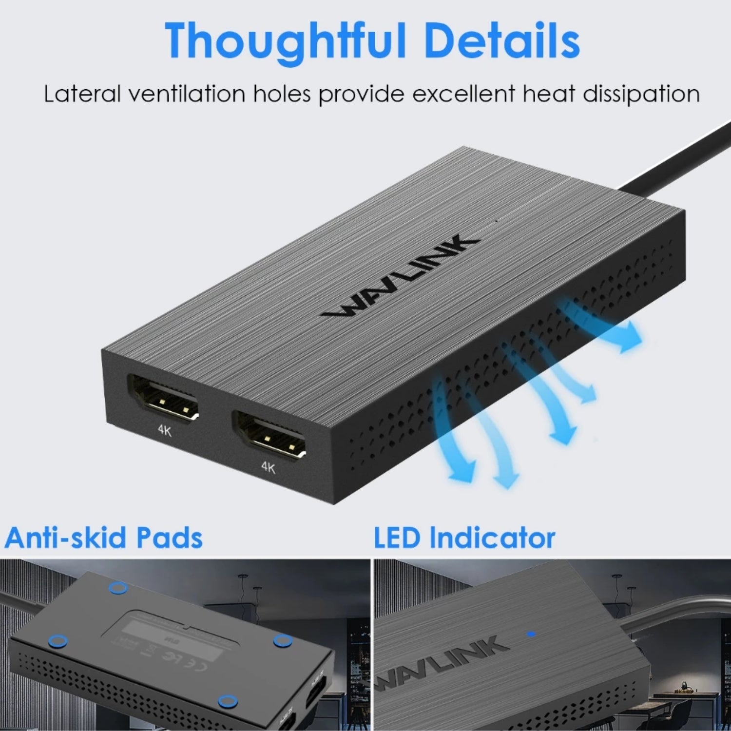 WAVLINK USB-A/USB-C 3.1 to Dual HDMI 4K60Hz Display Adapter (MST for MacOS & Windows)