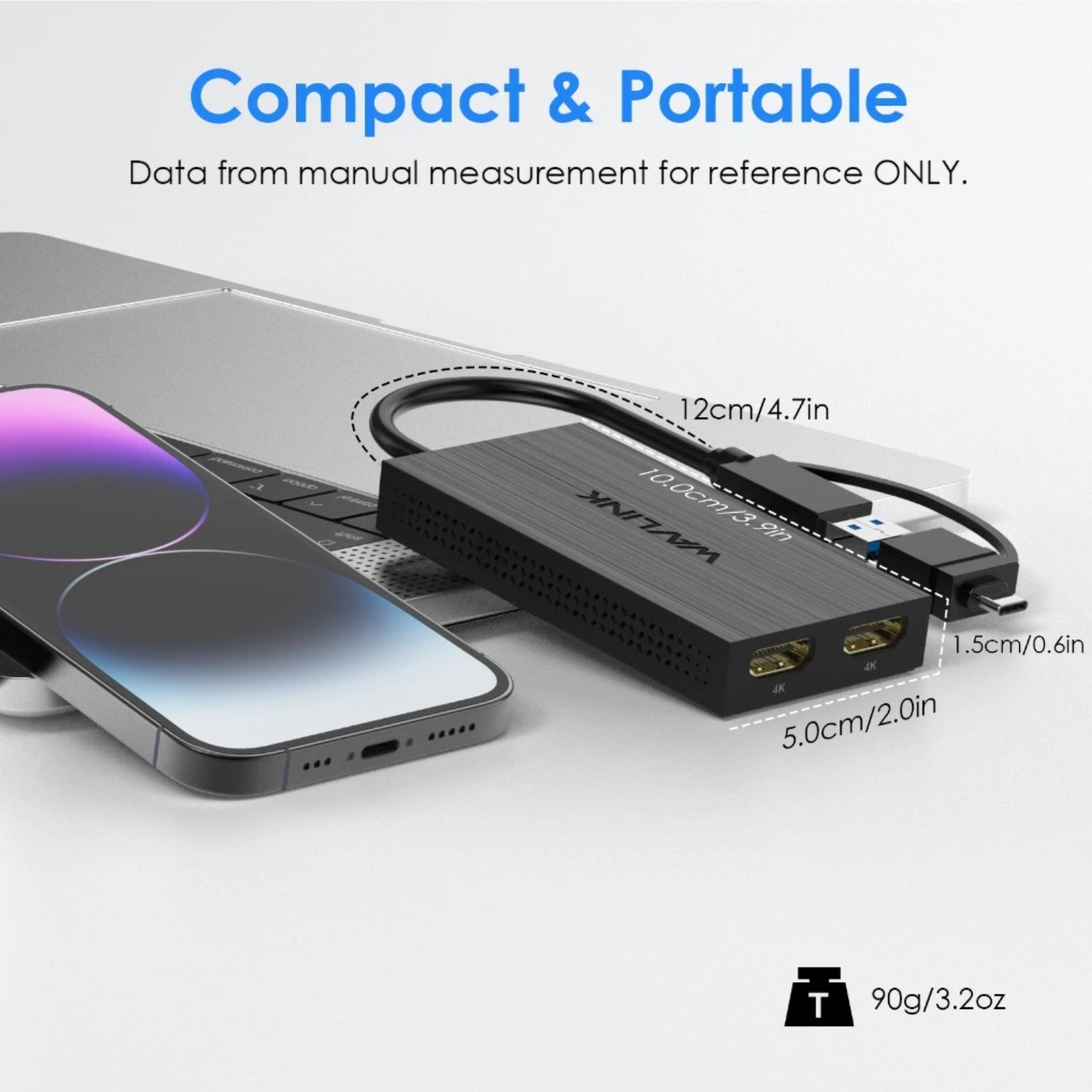 WAVLINK USB-A/USB-C 3.1 to Dual HDMI 4K60Hz Display Adapter (MST for MacOS & Windows)