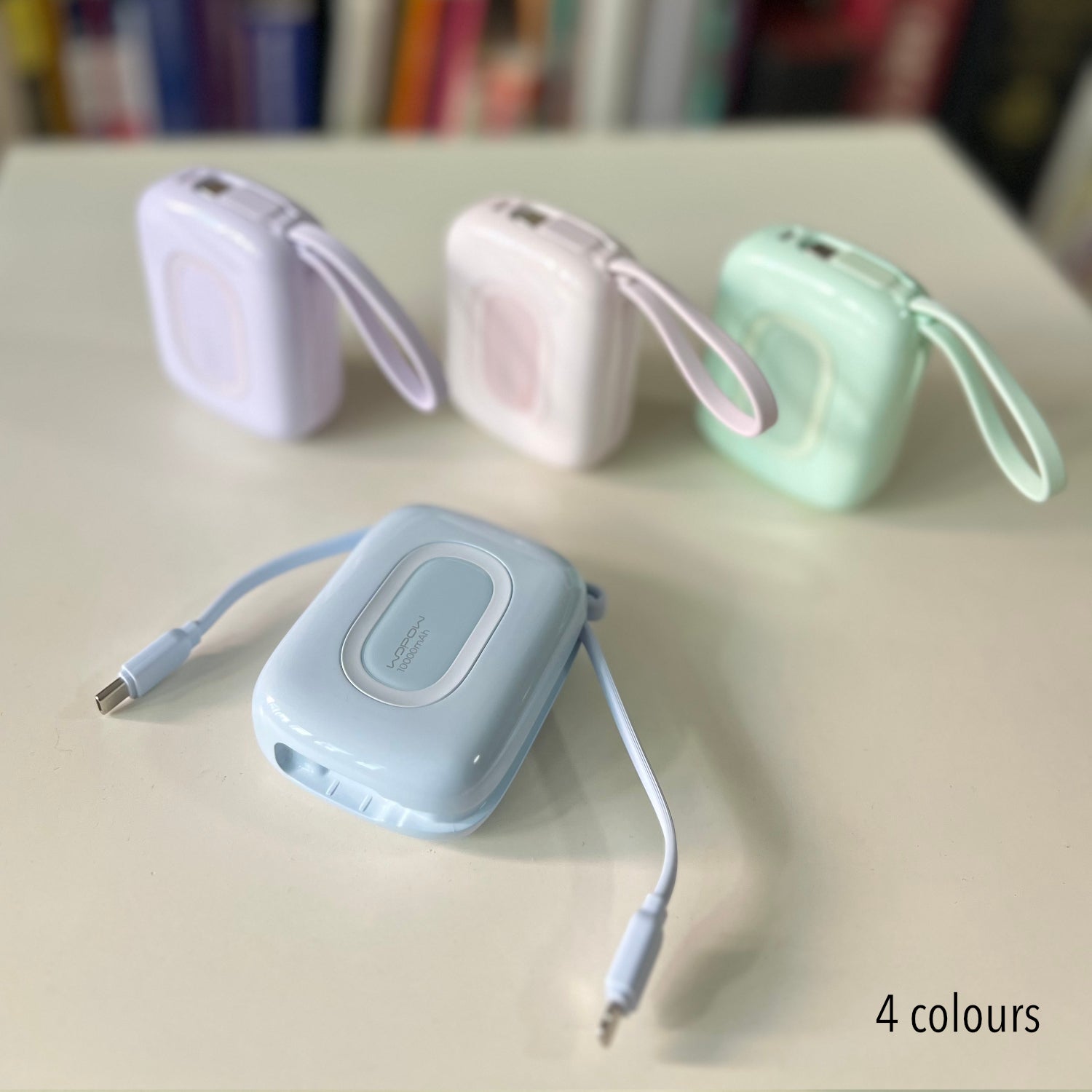 WOPOW Mini 10,000 mAh PowerBank with Built-in USB-C & Lightning Braided Cable (4 Colours)