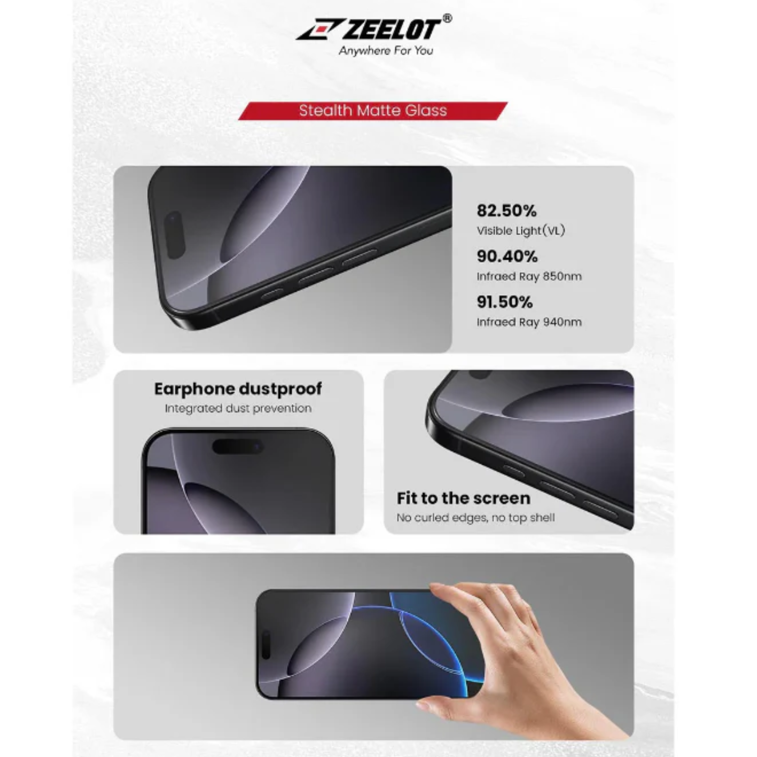 ZEELOT SOLIDsleek V2 (2.5D+) Screen Protector for iPhone 17, Air, 17 Pro, 17 Pro Max with EasyFit Installation Kit