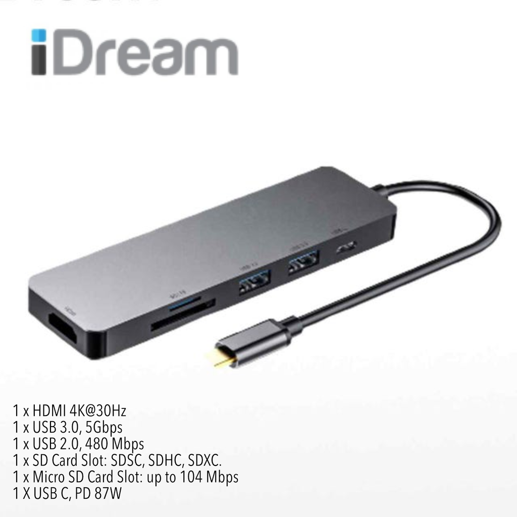 iDream USB-C to 6 in 1 Multiport Adapter (iD6CHCRPD)