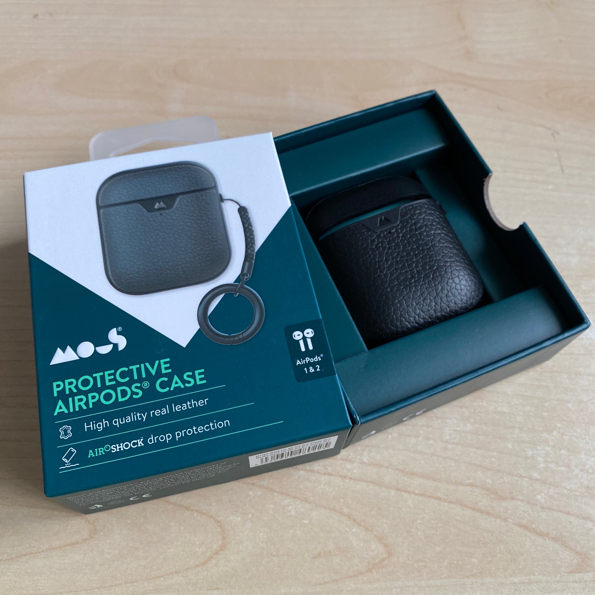 Mous Leather Shockproof Case for Airpods 1 & 2 (Black & Brown)