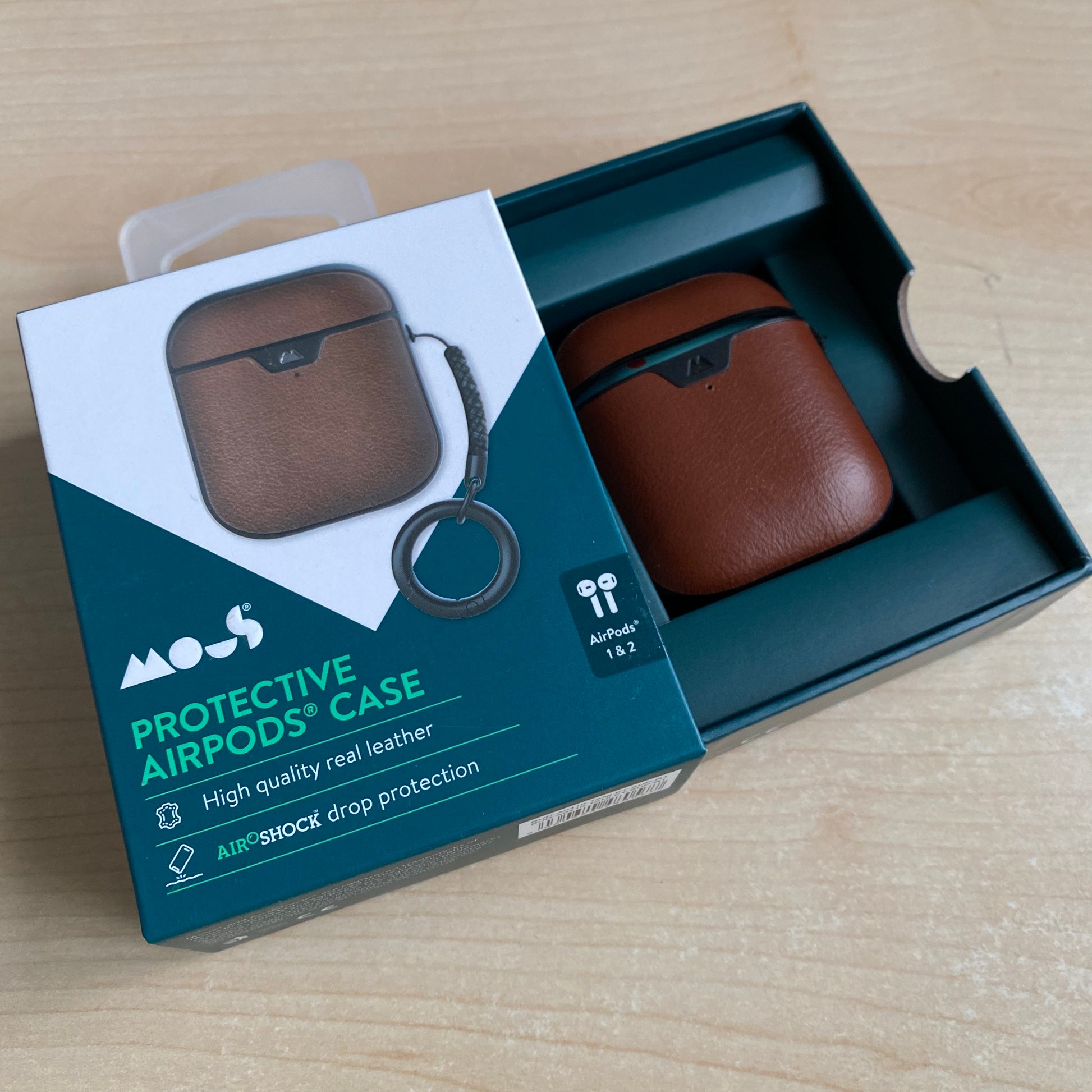 Mous Leather Shockproof Case for Airpods 1 & 2 (Black & Brown)