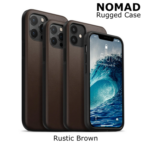 Nomad Rugged Horween Leather Case for iPhone 12 mini / 12/ 12 Pro / 12 Pro Max (Rustic Brown & Black)