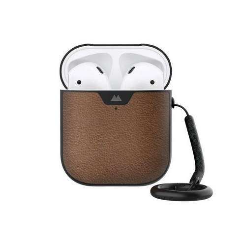 Mous Leather Shockproof Case for Airpods 1 & 2 (Black & Brown)