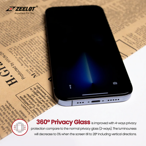 Zeelot 4 Way Privacy Glass for iPhone 13/13 Pro/ Pro Max